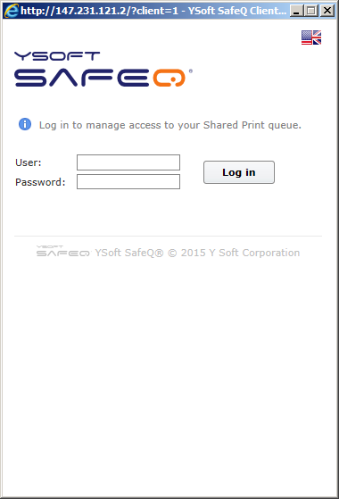 Login screen